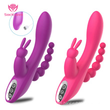 SacKnove Woman 3 In 1 Strong Vibration Silicone Sex Toys Vaginal Thrusting Dildo g Spot Rabbit Vibrator Clitoral Stimulator